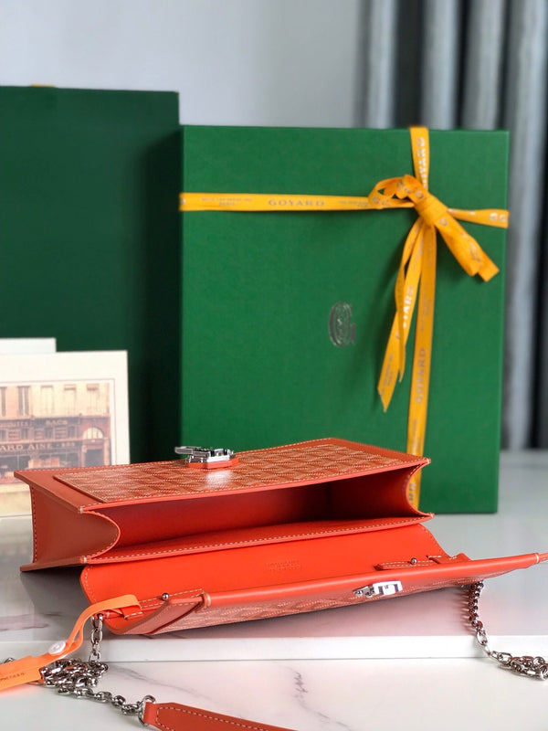 BORSA DUCHESSE MARIE-CAROLINE 25 IN TELA GOYARDINE ARANCIONE E PELLE DI VITELLO LISCIA