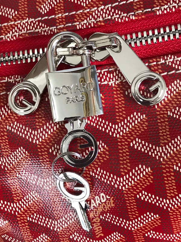 BORSA BOSTON 50 IN TELA GOYARDINE ROSSA E RIFINITURE IN PELLE DI VITELLO