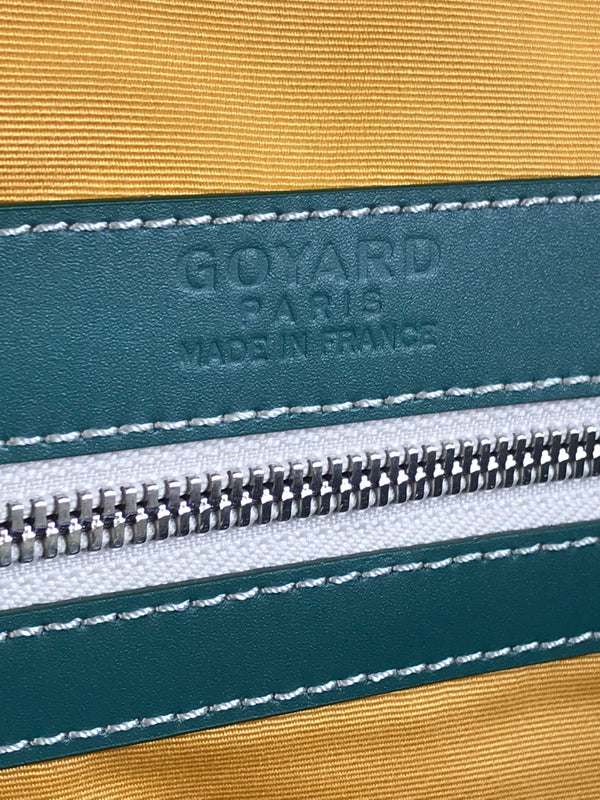 BOSTON 50 BAG IN GREEN GOYARDINE CANVAS AND CALFSKIN TRIM