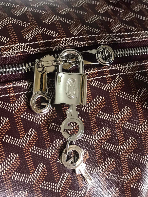 BORSA BOSTON 50 IN TELA GOYARDINE ROSSO VINO E RIFINITURE IN PELLE DI VITELLO