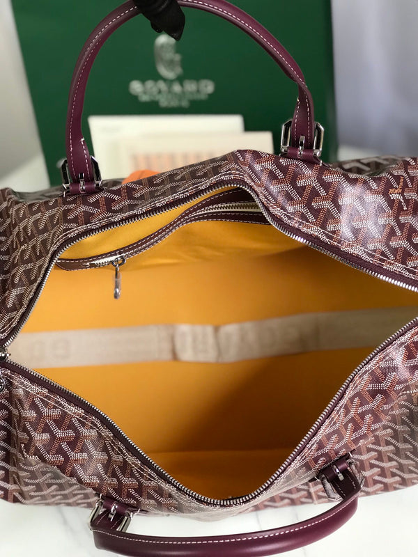 BORSA BOSTON 50 IN TELA GOYARDINE ROSSO VINO E RIFINITURE IN PELLE DI VITELLO