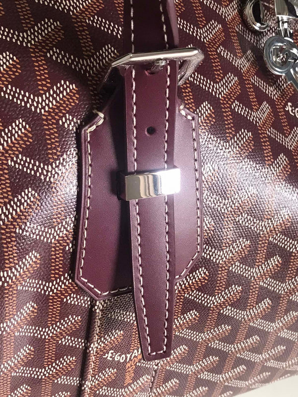 BORSA BOSTON 50 IN TELA GOYARDINE ROSSO VINO E RIFINITURE IN PELLE DI VITELLO