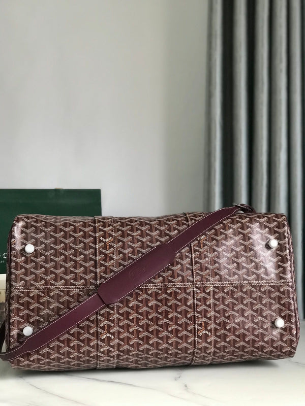 BORSA BOSTON 50 IN TELA GOYARDINE ROSSO VINO E RIFINITURE IN PELLE DI VITELLO