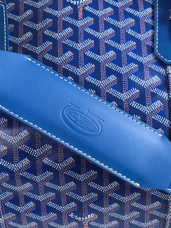 BORSA BOSTON 50 IN TELA GOYARDINE BLU ZAFFIRO E FINITURE IN PELLE DI VITELLO