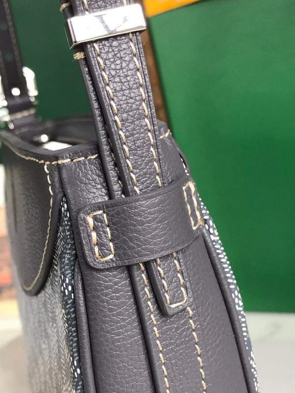 BORSA HIRONDELLE 25 IN AGNELLO GRIGIO E TELA GOYARDINE