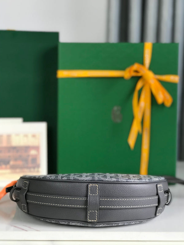 BORSA HIRONDELLE 25 IN AGNELLO GRIGIO E TELA GOYARDINE