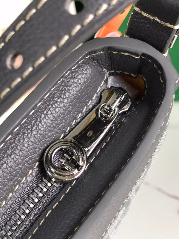 BORSA HIRONDELLE 25 IN AGNELLO GRIGIO E TELA GOYARDINE