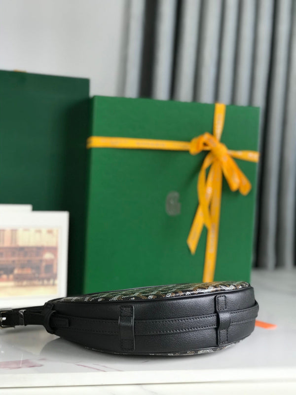 BORSA HIRONDELLE 25 IN PELLE DI AGNELLO NERA E TELA GOYARDINE