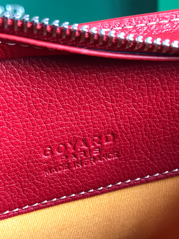 BORSA HIRONDELLE 25 IN PELLE DI AGNELLO ROSSA CLASSICA E TELA GOYARDINE