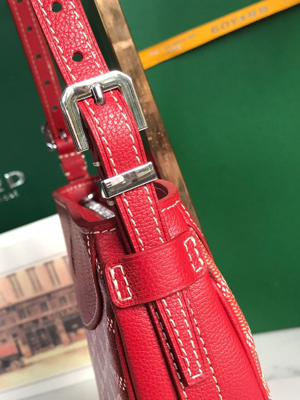 BORSA HIRONDELLE 25 IN PELLE DI AGNELLO ROSSA CLASSICA E TELA GOYARDINE