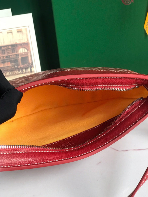 BORSA HIRONDELLE 25 IN PELLE DI AGNELLO ROSSA CLASSICA E TELA GOYARDINE