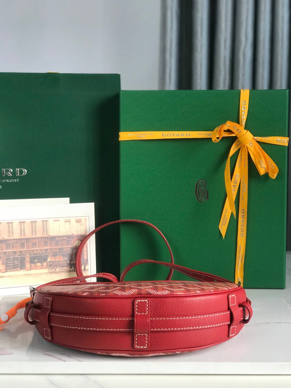 BORSA HIRONDELLE 25 IN PELLE DI AGNELLO ROSSA CLASSICA E TELA GOYARDINE