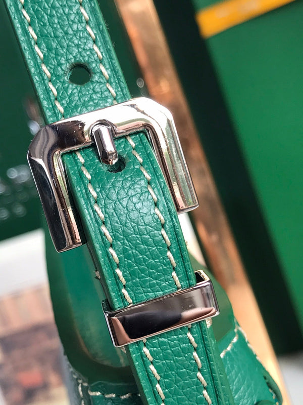 BORSA HIRONDELLE 25 IN AGNELLO VERDE E TELA GOYARDINE