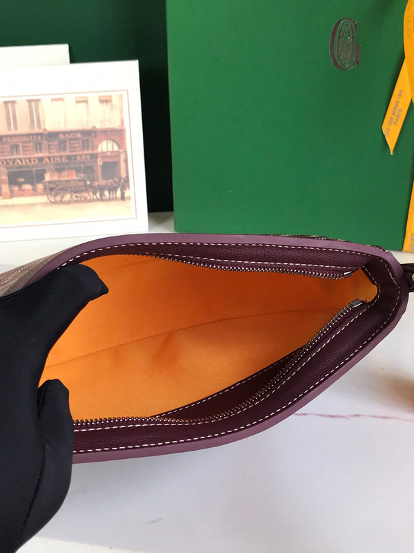 BORSA HIRONDELLE 25 IN PELLE DI AGNELLO ROSSO VINO E TELA GOYARDINE