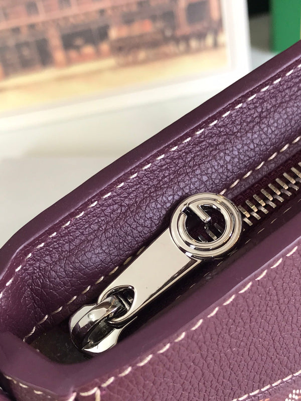 BORSA HIRONDELLE 25 IN PELLE DI AGNELLO ROSSO VINO E TELA GOYARDINE