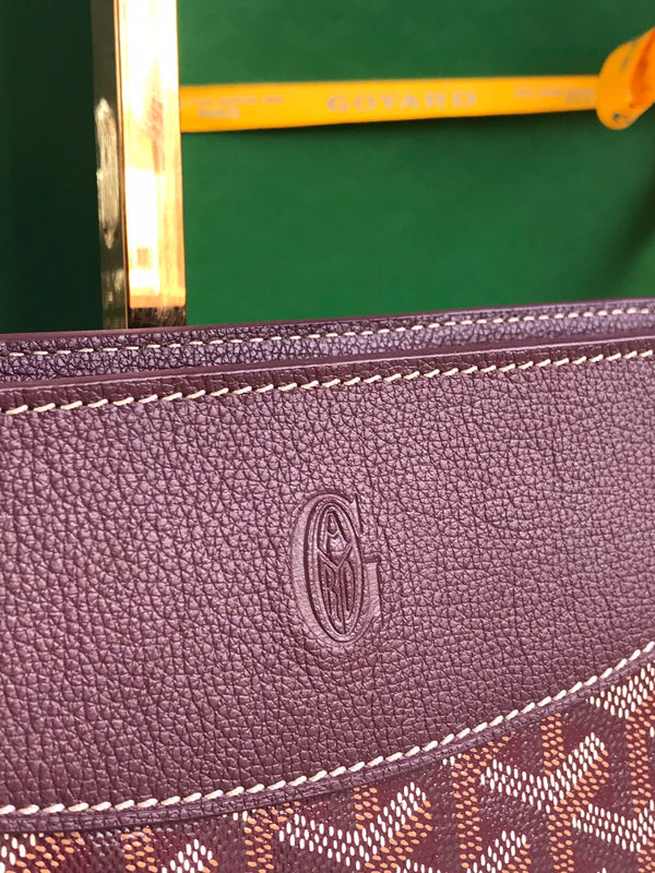 BORSA HIRONDELLE 25 IN PELLE DI AGNELLO ROSSO VINO E TELA GOYARDINE