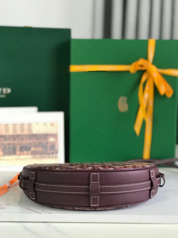 BORSA HIRONDELLE 25 IN PELLE DI AGNELLO ROSSO VINO E TELA GOYARDINE