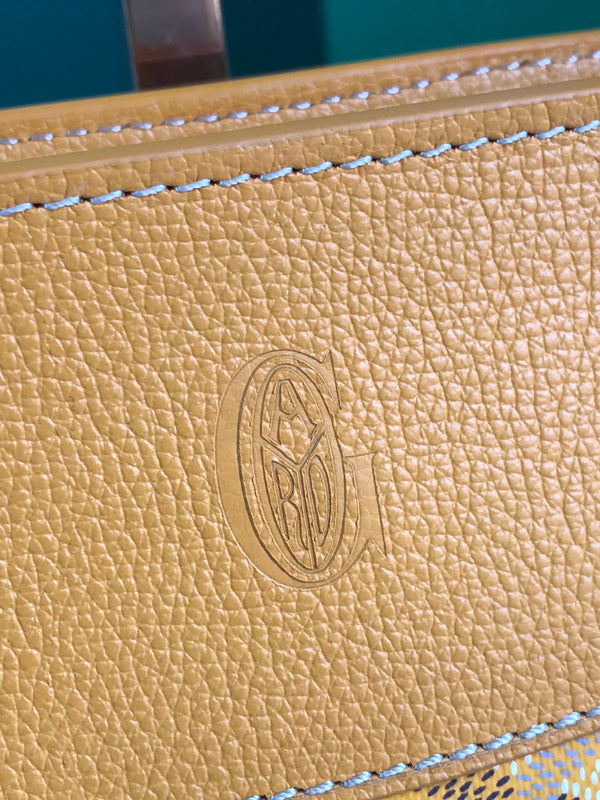 BORSA HIRONDELLE 25 IN PELLE DI AGNELLO GIALLA E TELA GOYARDINE