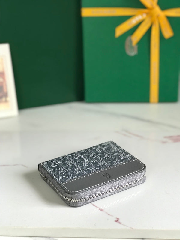 PORTAFOGLIO MINI MATIGNON 11 IN TELA GOYARDINE GRIGIA E PELLE DI VITELLO