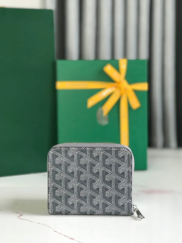 PORTAFOGLIO MINI MATIGNON 11 IN TELA GOYARDINE GRIGIA E PELLE DI VITELLO