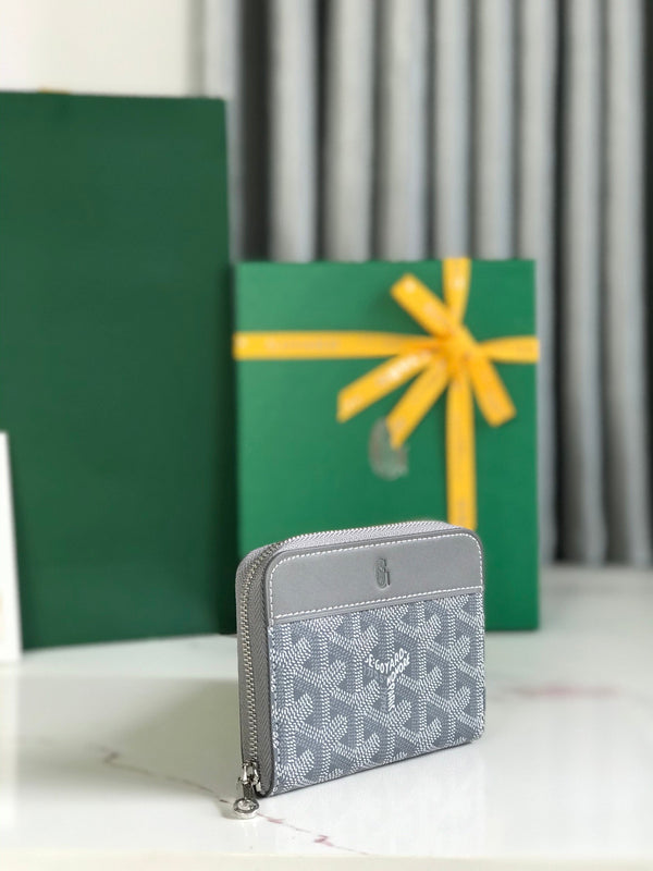 PORTAFOGLIO MINI MATIGNON 11 IN TELA GOYARDINE GRIGIA E PELLE DI VITELLO