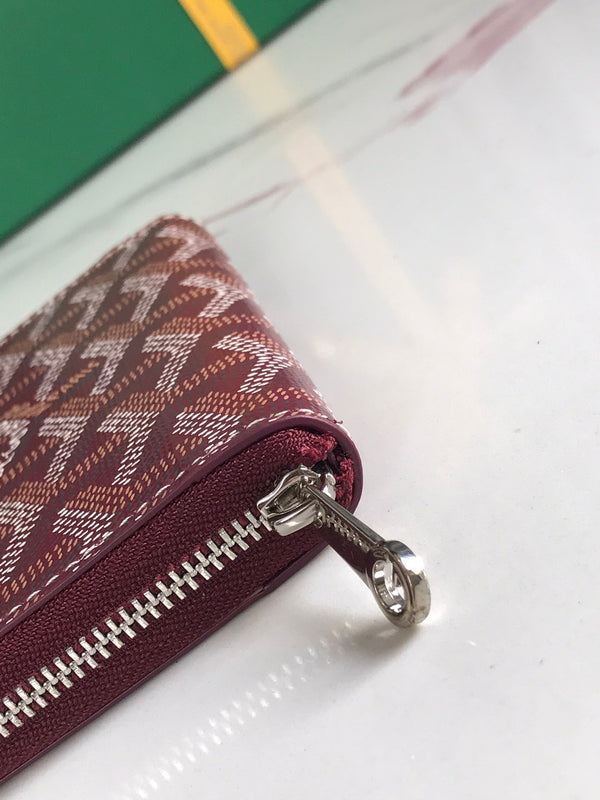 PORTAFOGLIO MINI MATIGNON 11 IN TELA GOYARDINE ROSSO VINO E PELLE DI VITELLO