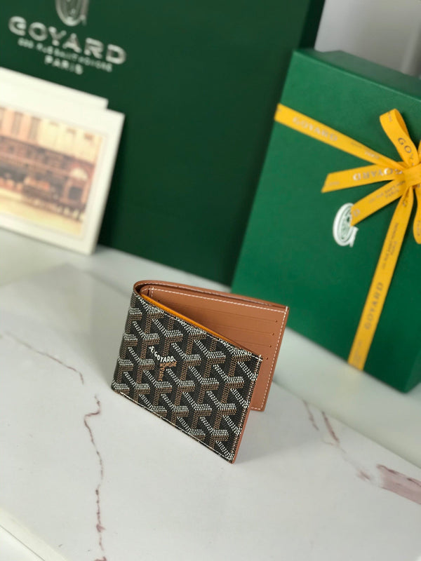 Goyard Victoire Wallet 11cm Black Tan Canvas & Cafskin