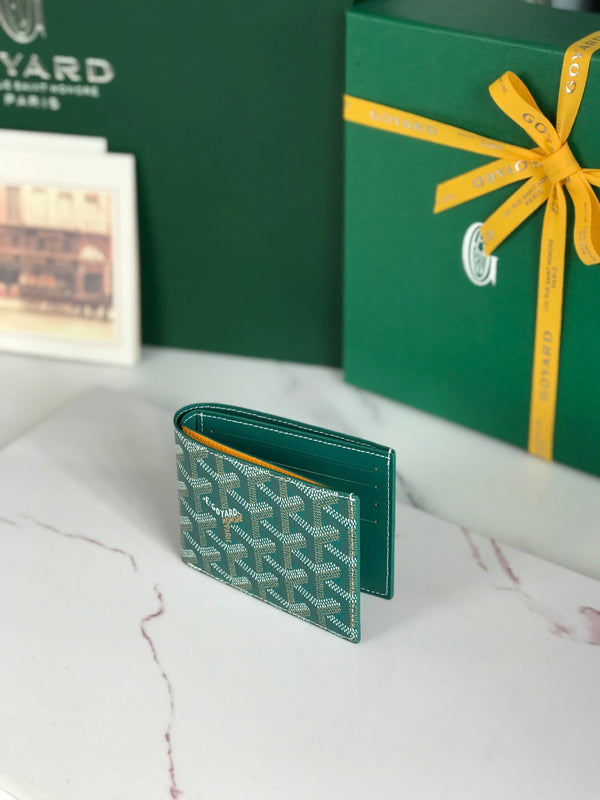 Goyard Victoire Wallet 11cm Green Canvas & Cafskin