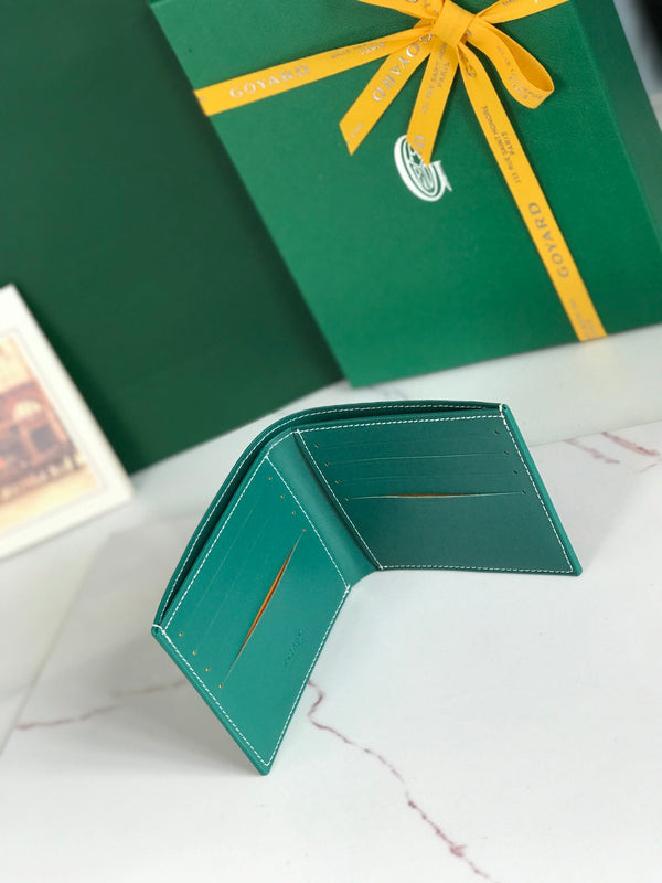 Goyard Victoire Wallet 11cm Green Canvas & Cafskin