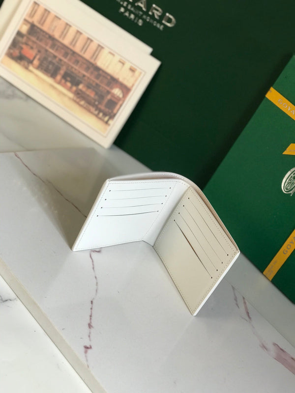 Goyard Victoire Wallet 11cm White Canvas & Cafskin