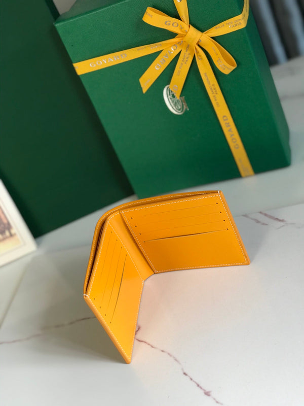Goyard Victoire Wallet 11cm Yellow Canvas & Cafskin