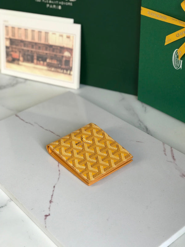 Goyard Victoire Wallet 11cm Yellow Canvas & Cafskin