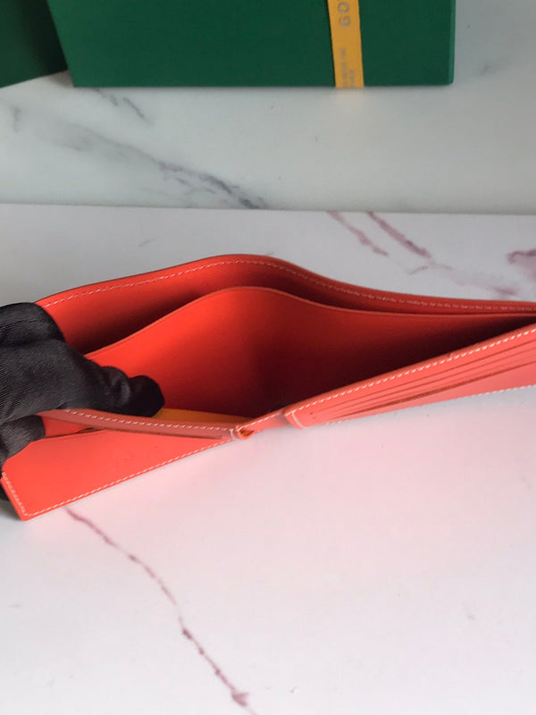 Goyard Victoire Wallet 11cm Red Canvas & Cafskin