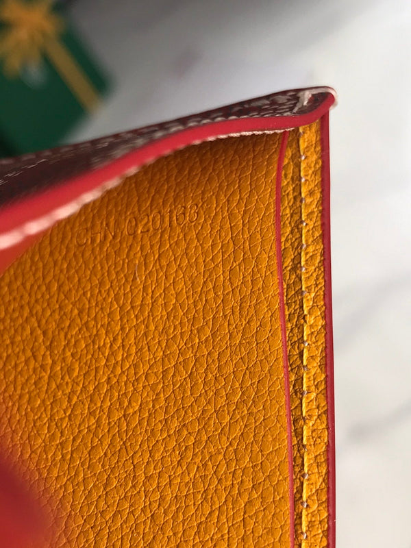 Goyard Victoire Wallet 11cm Red Canvas & Cafskin