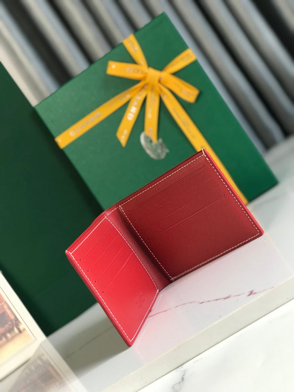 Goyard Victoire Wallet 11cm Red Canvas & Cafskin