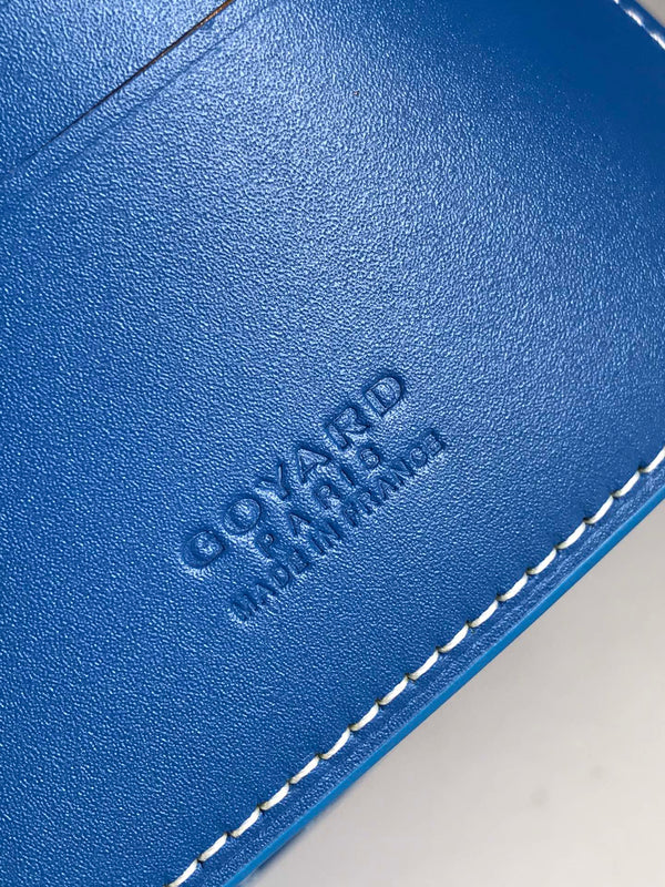 Goyard Victoire Wallet 11cm Blue Canvas & Cafskin