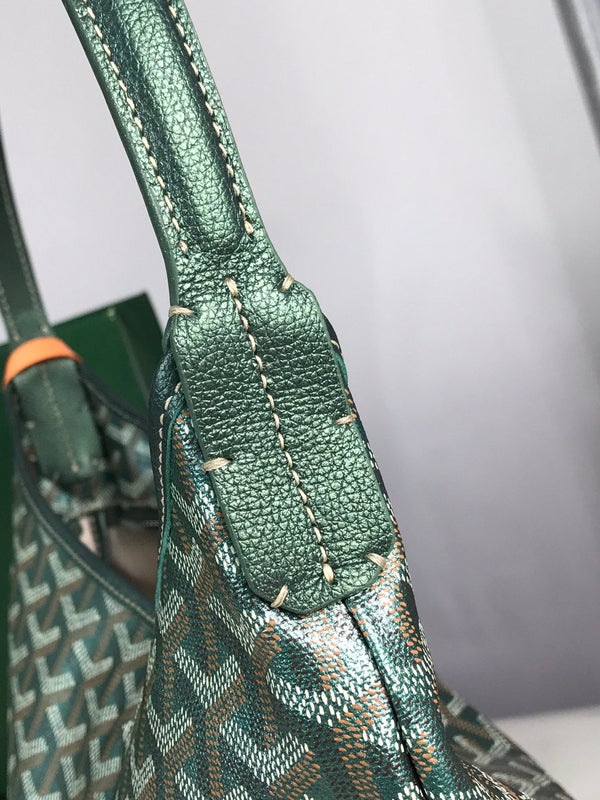 Bohème Hobo Bag 42cm Green Canvas Chevroches Calfskin