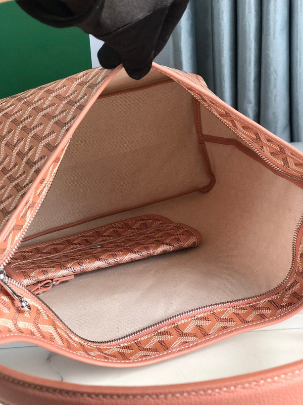 Bohème Hobo Bag 42cm Pink Canvas Chevroches Calfskin