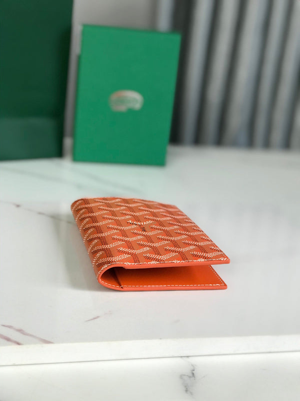 Goyard Grenelle Passport Cover 10cm Orange Canvas & Cafskin
