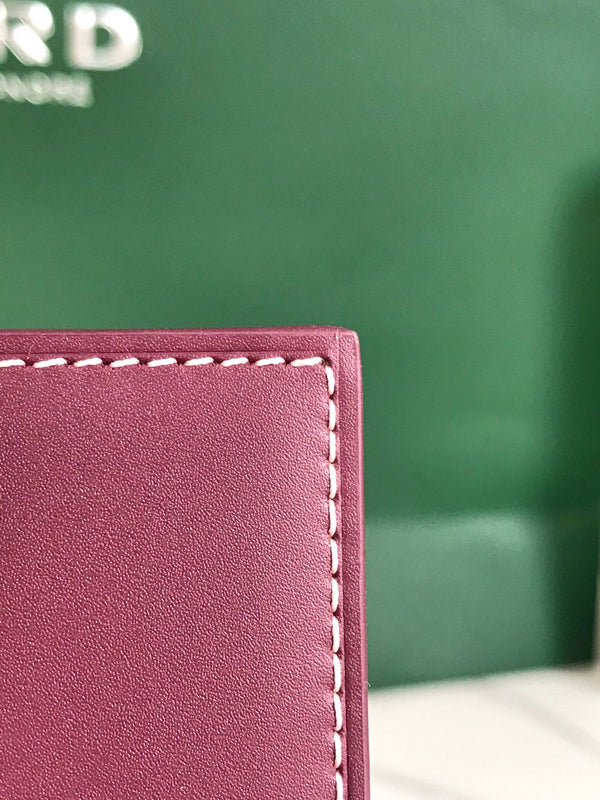 Custodia per passaporto Goyard Grenelle da 10 cm in tela bordeaux e pelle di vitello