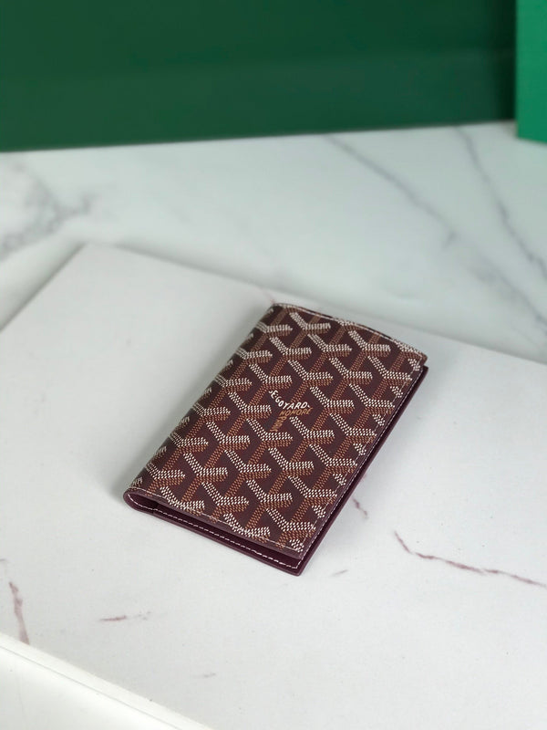 Custodia per passaporto Goyard Grenelle da 10 cm in tela bordeaux e pelle di vitello