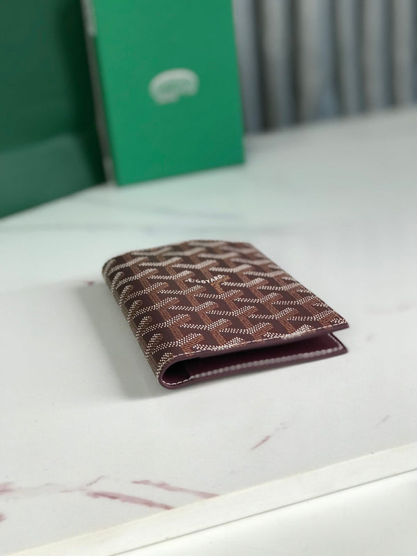 Custodia per passaporto Goyard Grenelle da 10 cm in tela bordeaux e pelle di vitello