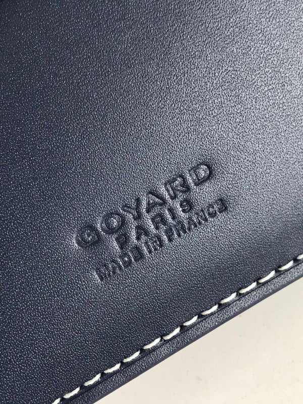 Goyard Grenelle Passport Cover 10cm Navy Blue Canvas & Cafskin