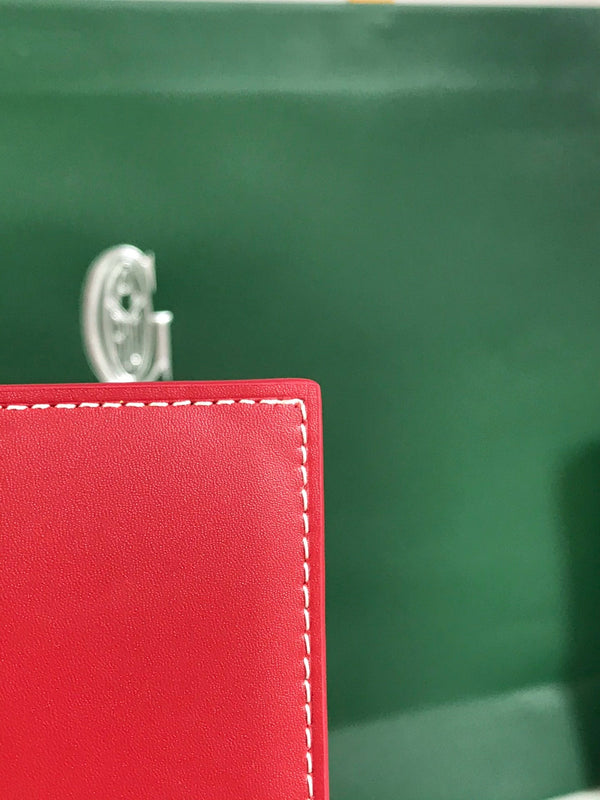 Goyard Grenelle Passport Cover 10cm Red Canvas & Cafskin