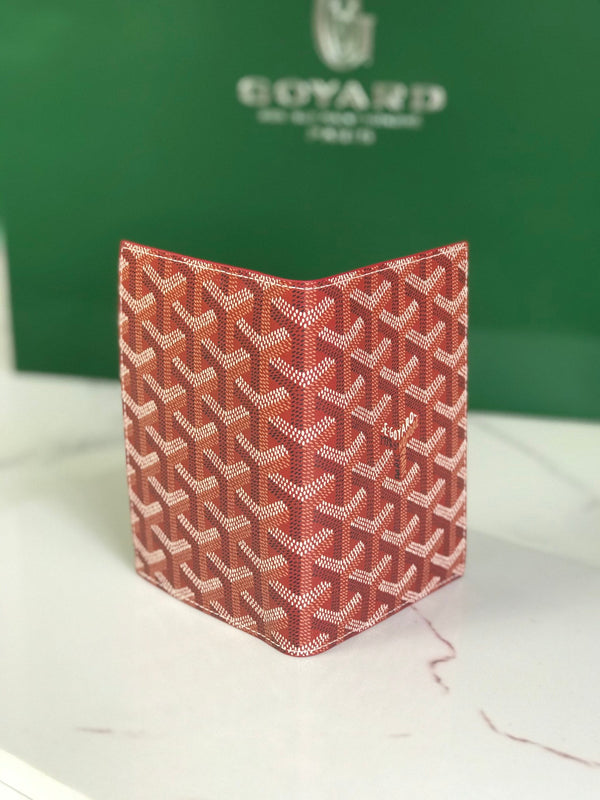 Goyard Grenelle Passport Cover 10cm Red Canvas & Cafskin