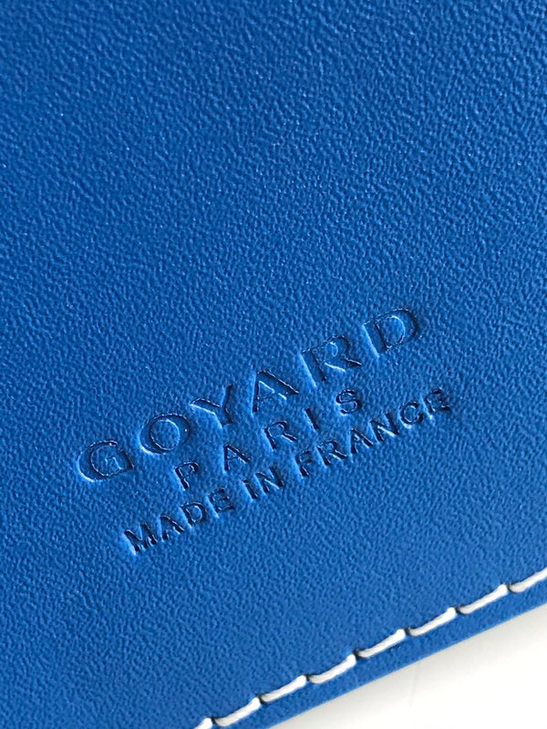 Goyard Grenelle Passport Cover 10cm Blue Canvas & Cafskin