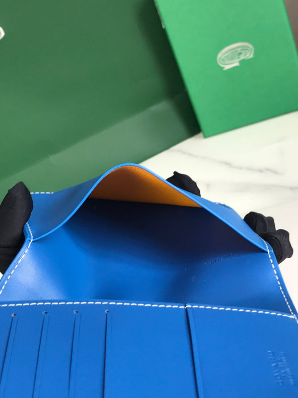 Goyard Grenelle Passport Cover 10cm Blue Canvas & Cafskin