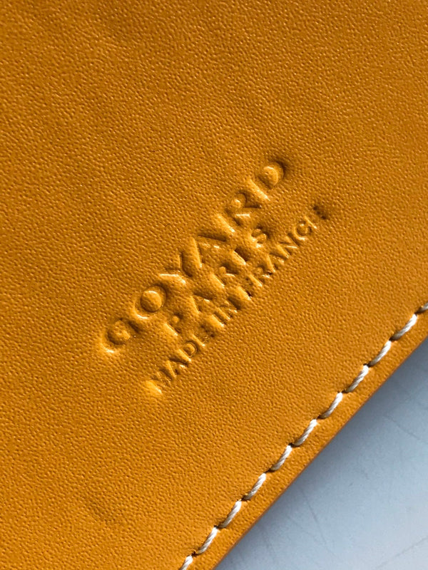 Goyard Grenelle Passport Cover 10cm Yellow Canvas & Cafskin