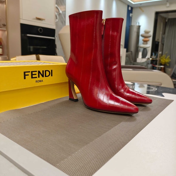 Fendi 25ss high-heeled boots red sheepskin 502717