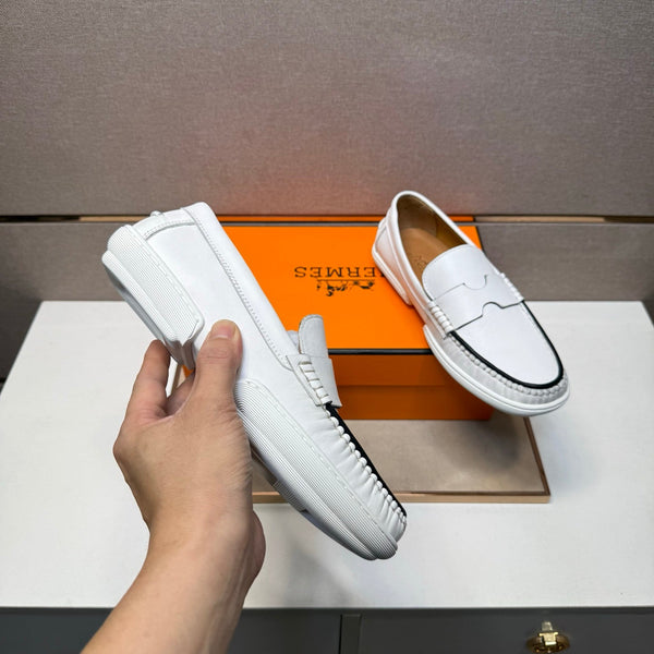 Mocassino da uomo HM 25 in pelle di vacchetta bianca 717695